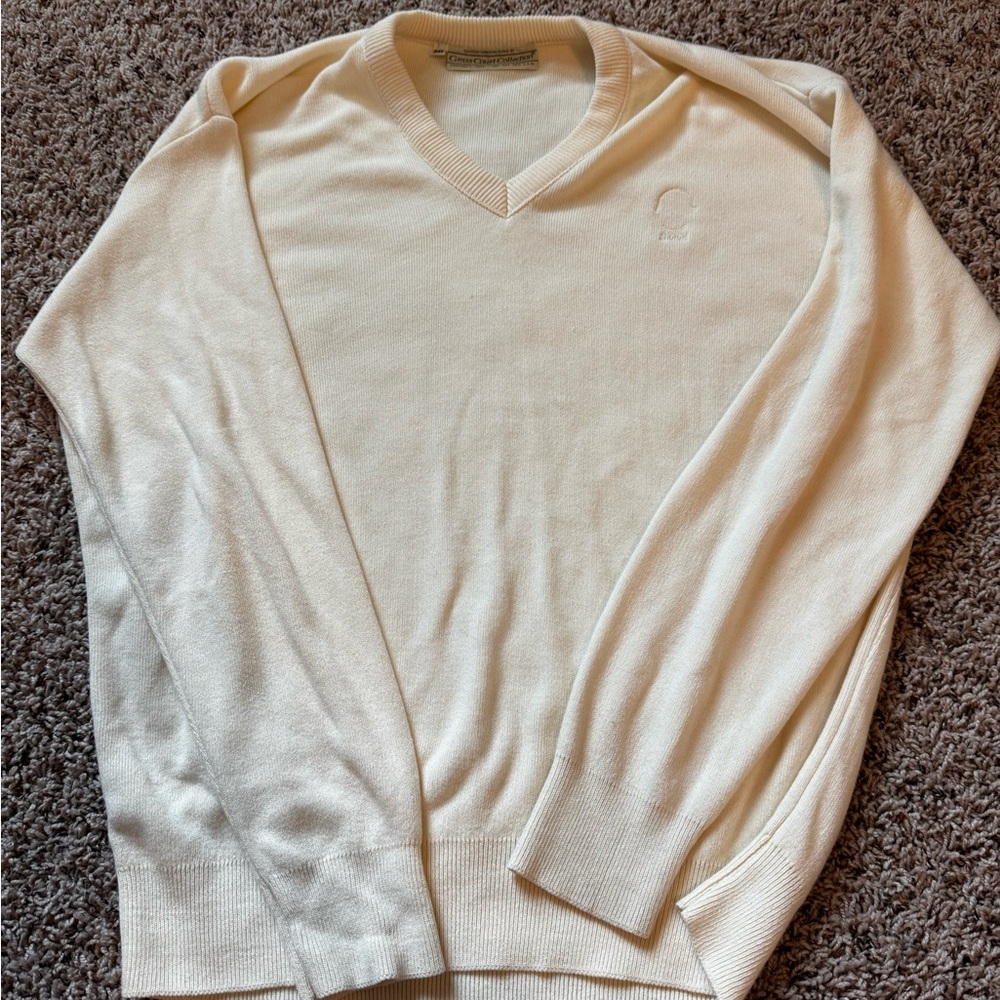 Grass Collection Cream V-Neck Sweater